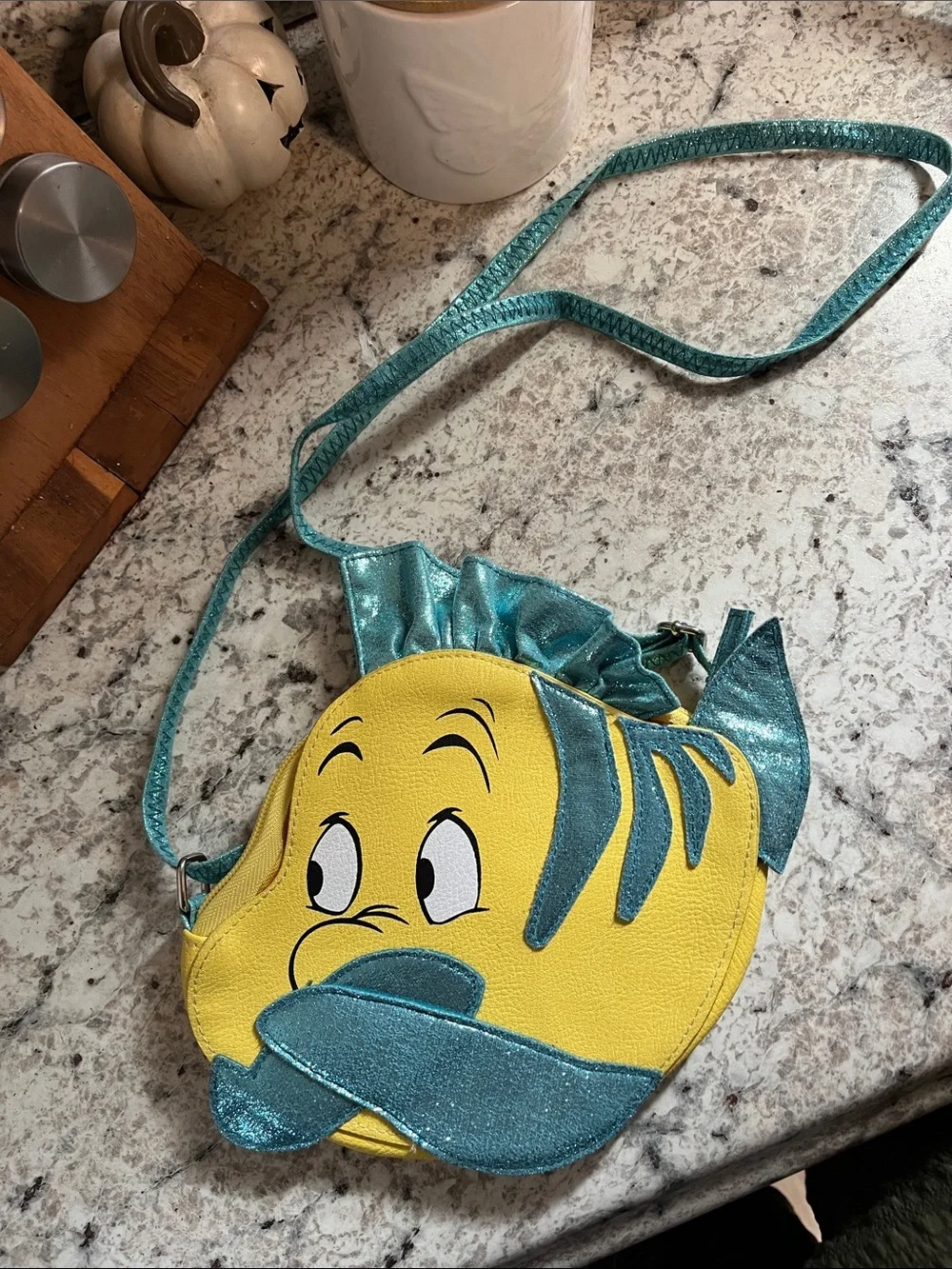 Disney Yellow and Teal Flounder Crossbody Bag
